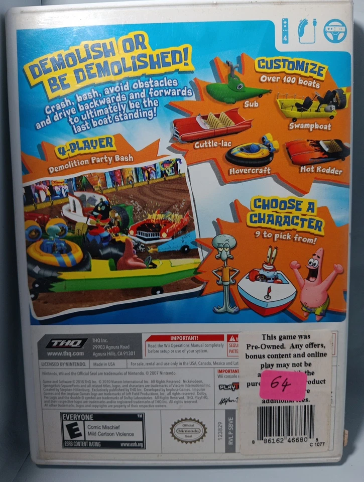 SpongeBob's Boating Bash (Nintendo Wii, 2010) - Image 3 of 3