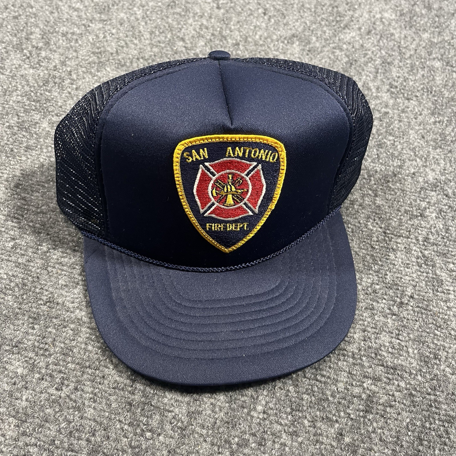 Urgent! San Antonio Mobile Home Fire Under Investigation 18 Vtg San Antonio Fire Dept Trucker Hat Mens Safd Shield Honor Cap High Profile
