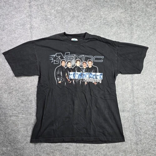 Vintage NSYNC Shirt Mens Large Black PopOdyssey Tour Band Te 2000s vintage concert t-shirt, vintage, size L, single stitch, B+ condition