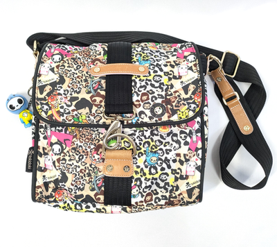 【希少】レスポTokidoki　カラフルキャラクター ヒョウ柄ショルダーバッグ Rare tokidoki Shoulder bag Leopard w/Charm Adios 10 × 10 in Kawaii