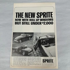 Austin Healey Sprite Mk III Convertible Sports Car British Vintage Print Ad 1964