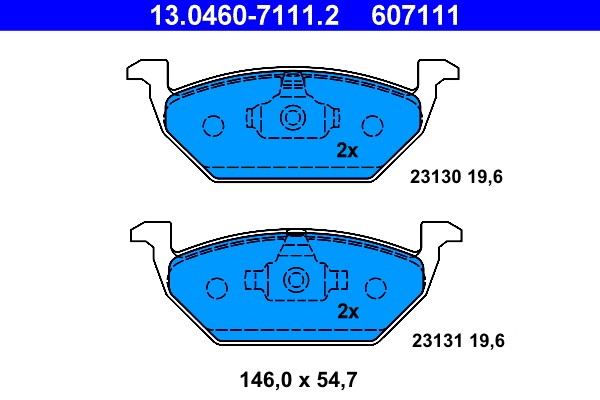 13.0460-7111.2 ATE brake pad set, disc brake for Audi, Seat, Skoda, VW