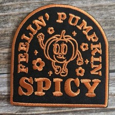 Feelin Pumpkin Spicy Halloween Goth Fall Autumn Cute Retro Style Iron On Patch