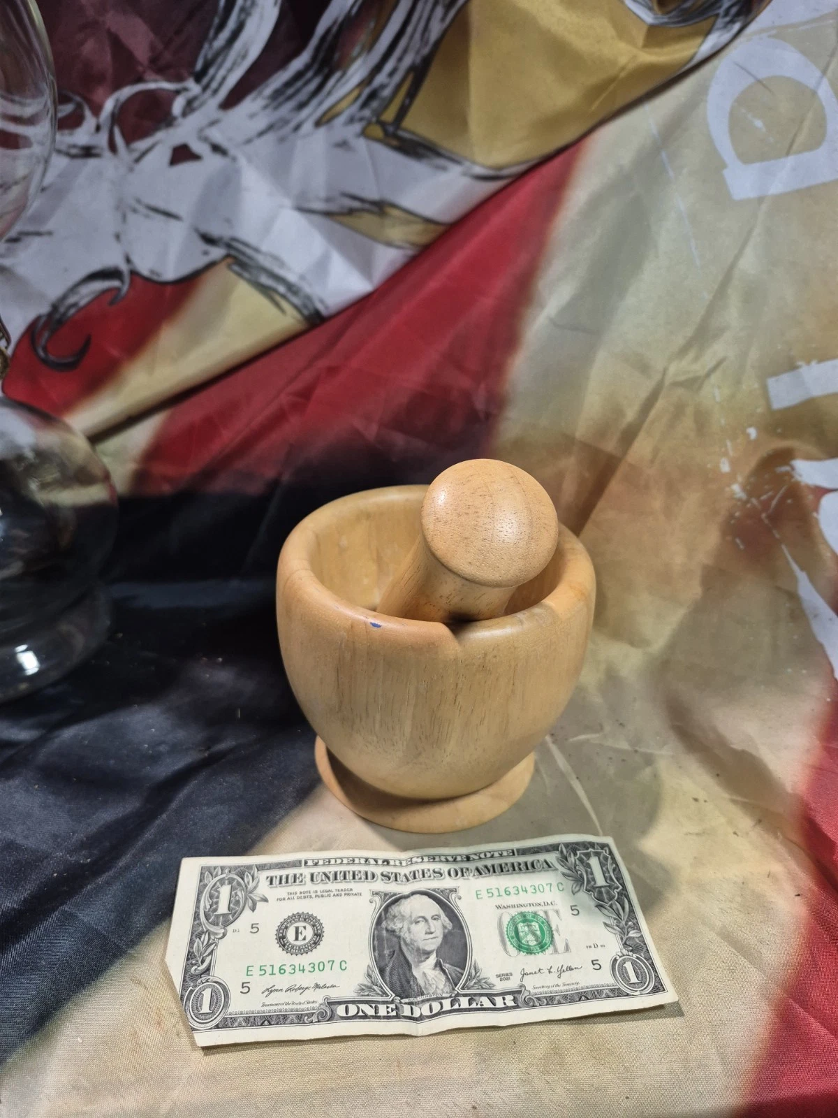 Vintage Large Wooden Mortar and Pestle