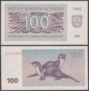 Lithuania Otters 100 (Talonas) 1992 UNC P 42
