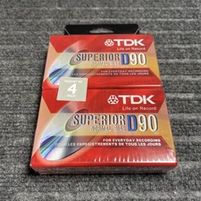 TDK D90 Superior Normal Bias Blank Audio Cassette Tapes 4 Pack Box NEW/SEALED
