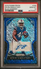 2019 PANINI PRIZM BLUE SHIMMER #335 DEVIN SINGLETARY 5/10 PSA 10