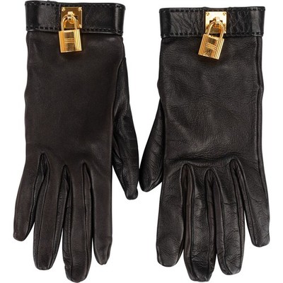 Hermès Black Leather Kelly Women Gloves