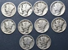 1917-1927 10C MERCURY SILVER DIME Lot of 10 KM# 140 Gr: VG & Better A7111
