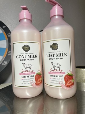 Shower Mate Goat Milk Body Wash with Strawberry   2-Pack Bundle (800ml x 2)
