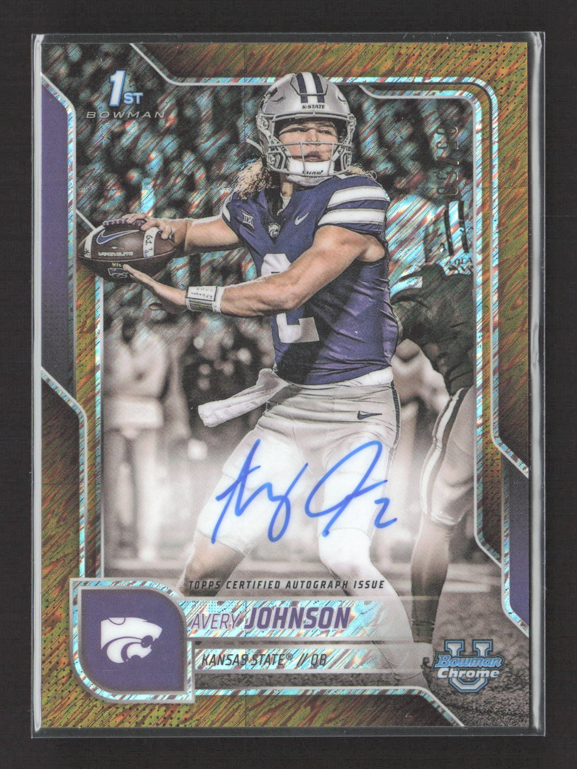 2025 Bowman Chrome University Avery Johnson 1st Gold Shimmer Auto /50 #BCA-AJ