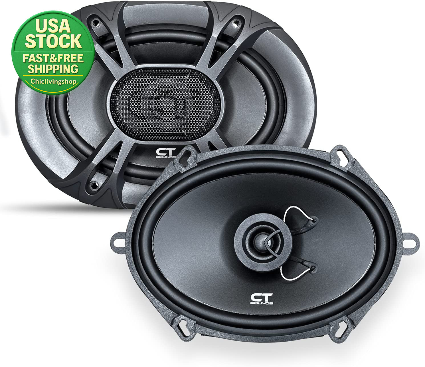 5X7 Inch Coaxial Car Speakers 160 Watts Max Pair 4 Ohm