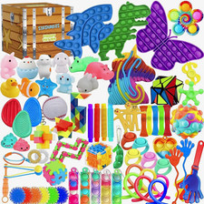 Stashables Fidget Toys 75pc Variety Set Pop-It Shapes, Spinners & Squishies