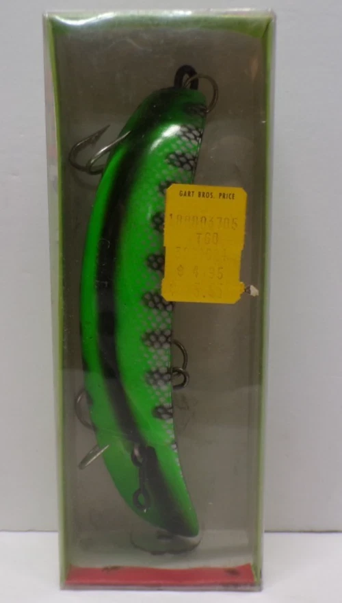 Appât de pêche en bois vintage Helin Tackle Co. poisson plat S3 4