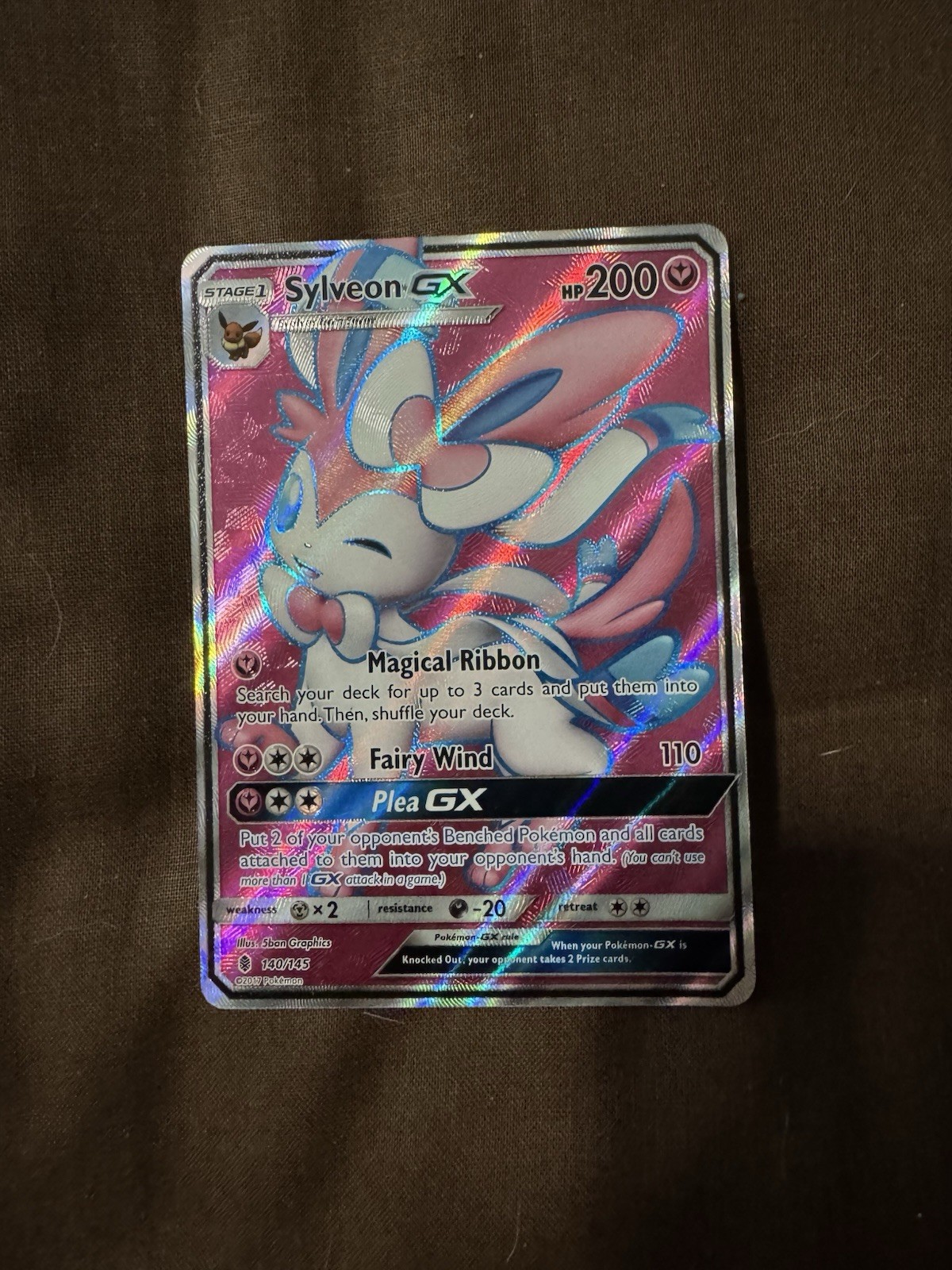Sylveon GX (Full Art) 140/145 Holo Ultra Rare Guardians Rising Pokemon Near Mint