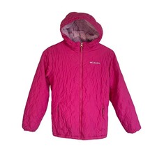 Columbia Hot Pink Quilted Fleece Lined Zip Coat w/ Hood Girls Size Large 14/16 