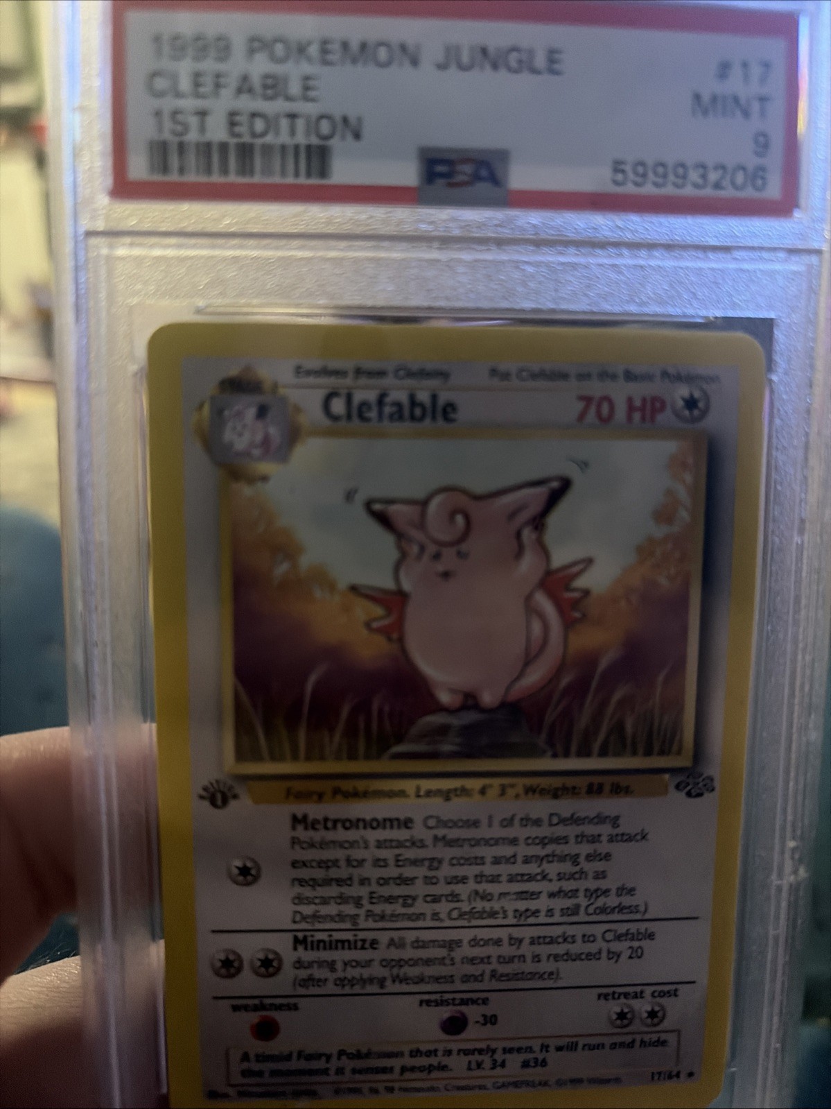 Pokémon TCG Clefable Jungle 17/64 1st Edition Rare Psa 9