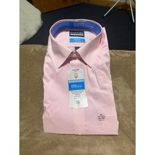 Stafford Life in Motion Mens Dress Shirt Pink Mist CoolMax Stretch 15-15.5 34-35