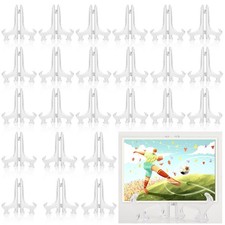 AccEncyc 25 Pack Acrylic Easel Stand 3 Inch Clear Plastic Easels Plate Holder...