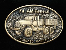 OF13157 NOS VINTAGE 1970s  AM GENERAL ADVANCED MOBILITY  SOLID BRASS BUCKLE