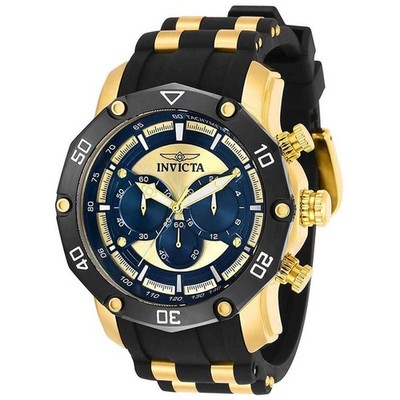 Invicta Men's Watch Pro Diver Chronograph Blue and Gold Tone Dial TT Strap 30079