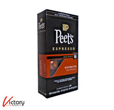 NEW Peet's Espresso Dark Roast Ristretto Intensity 10 10 Aluminum Capsules