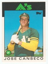 1986 Topps Jose Canseco Rookie #20T Oakland Athletics Baseball Card MLB. rookie card picture