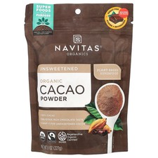Organic Cacao Powder, Unsweetened, 8 oz (227 g)
