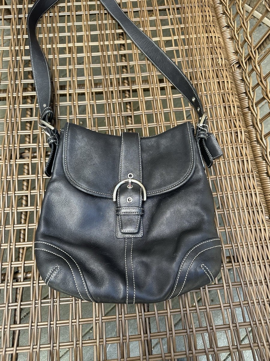 Coach Vintage 9480 Soho Flap Crossbody Satchel Black Leather