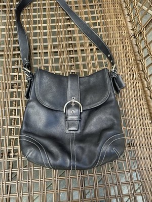 Coach Vintage 9480 Soho Flap Crossbody Satchel Black Leather
