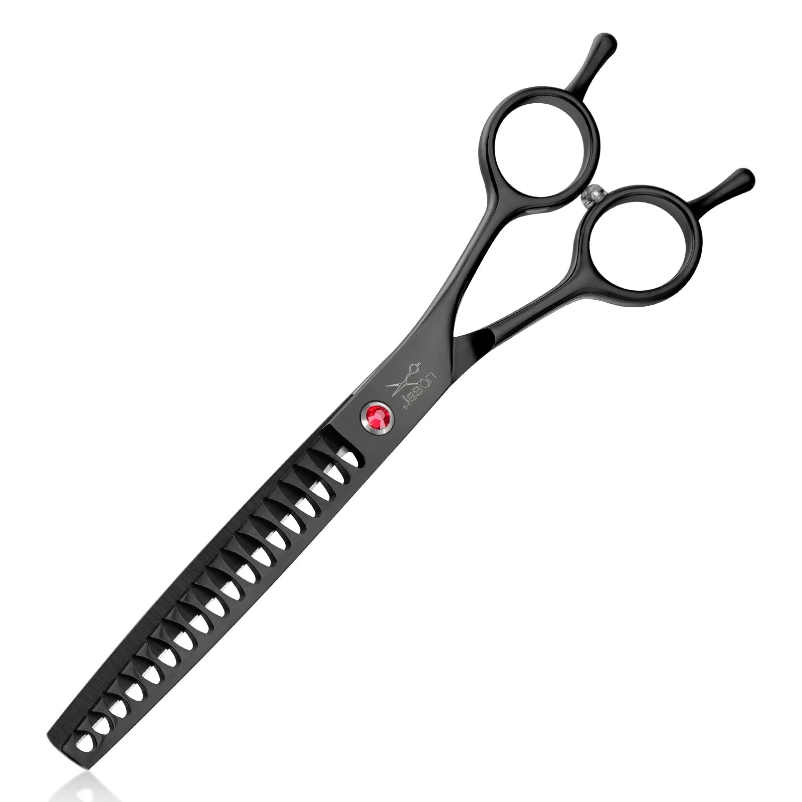7.5 Black Dog Grooming Scissor, Professional Thinning Chunker Shear, 18 Teeth