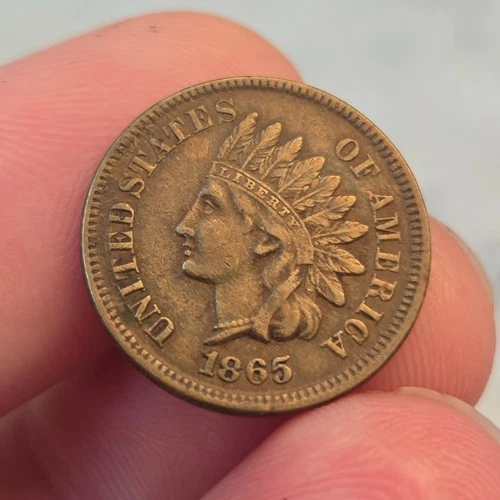 1865 Indian Cent plain 5 XF