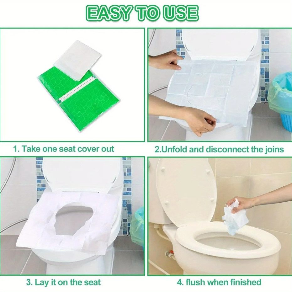 50pcs Disposable Toilet Seat Covers Travel Potty Liners Adults Kids Hygiene