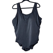 Lands End One Piece Womens 26W Swimsuit Swim Beach Resort Cruise Black Padded