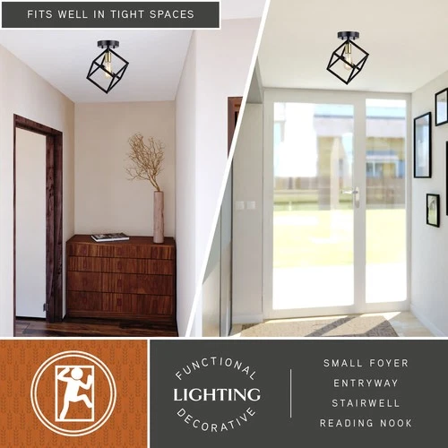 Vaxcel Lighting C0300 Deering 10"W Semi-Flush Square Ceiling - Black - Picture 10 of 12