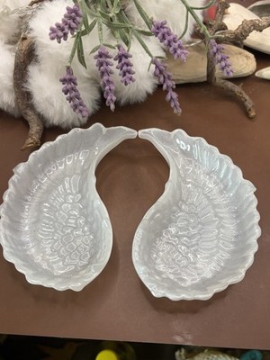 Schälchen Engelsflügel Set Handmade Perlmuttweiß Neu 