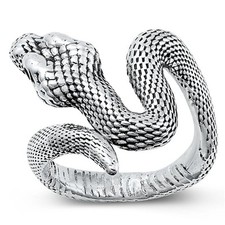 Beautiful Snake Ring New .925 Oxidized Polished Sterling Silver Band Sizes 7-13