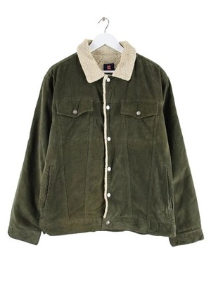 Chaps by Ralph Lauren 90s Vintage Sherpa Cord Jacke Grün M Herren