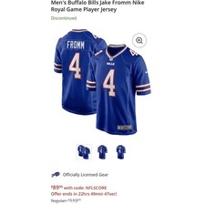 Very RareMen's Buffalo Bills Jake Fromm Nike Royal Game Player Jersey Men’s Sz L