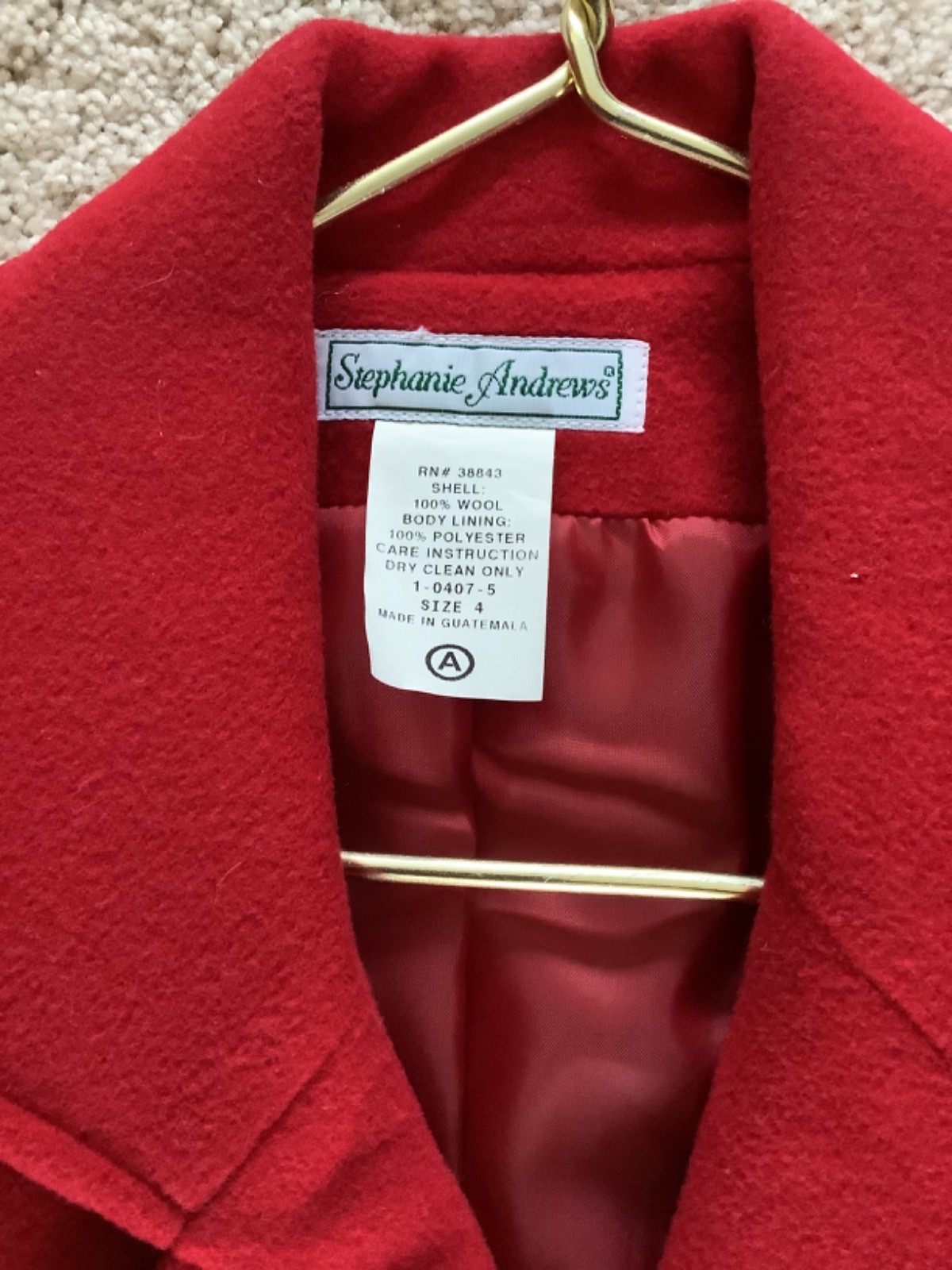 WOMENS SOLID RED 100% WOOL DOUBLE BREASTED OVERCO… - image 4