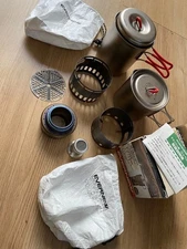 EVERNEW Titanium Cook Set Ti Mug Pot 500 + Solo Set 750 + Stove UL Backpacking