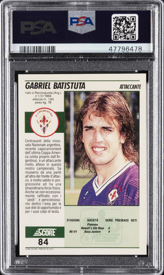 SCORE トレーディングカード　バティストゥータ 1992 SCORE SOCCER #84 GABRIEL BATISTUTA PSA 10 | eBay