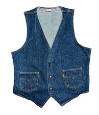 VTG 70s Levi  s Orange Tab Men  s Cowboy Rodeo Western 3 Button Denim Vest Sz S