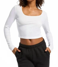 ENZA COSTA Silk Knit Ballet Top White S $145 E1