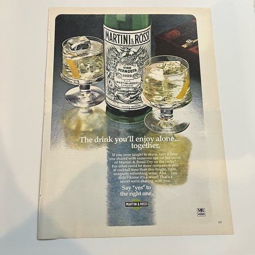 1979 Martini & Rossi Vermouth Print Ad Original Vintage Vino Secco Torino Italy