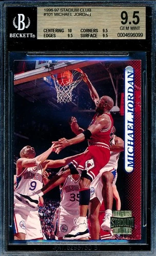 MICHAEL JORDAN 1996-97 TOPPS STADIUM CLUB BGS 9.5 GEM CARD #101!  10/9.5/9.5/9.5