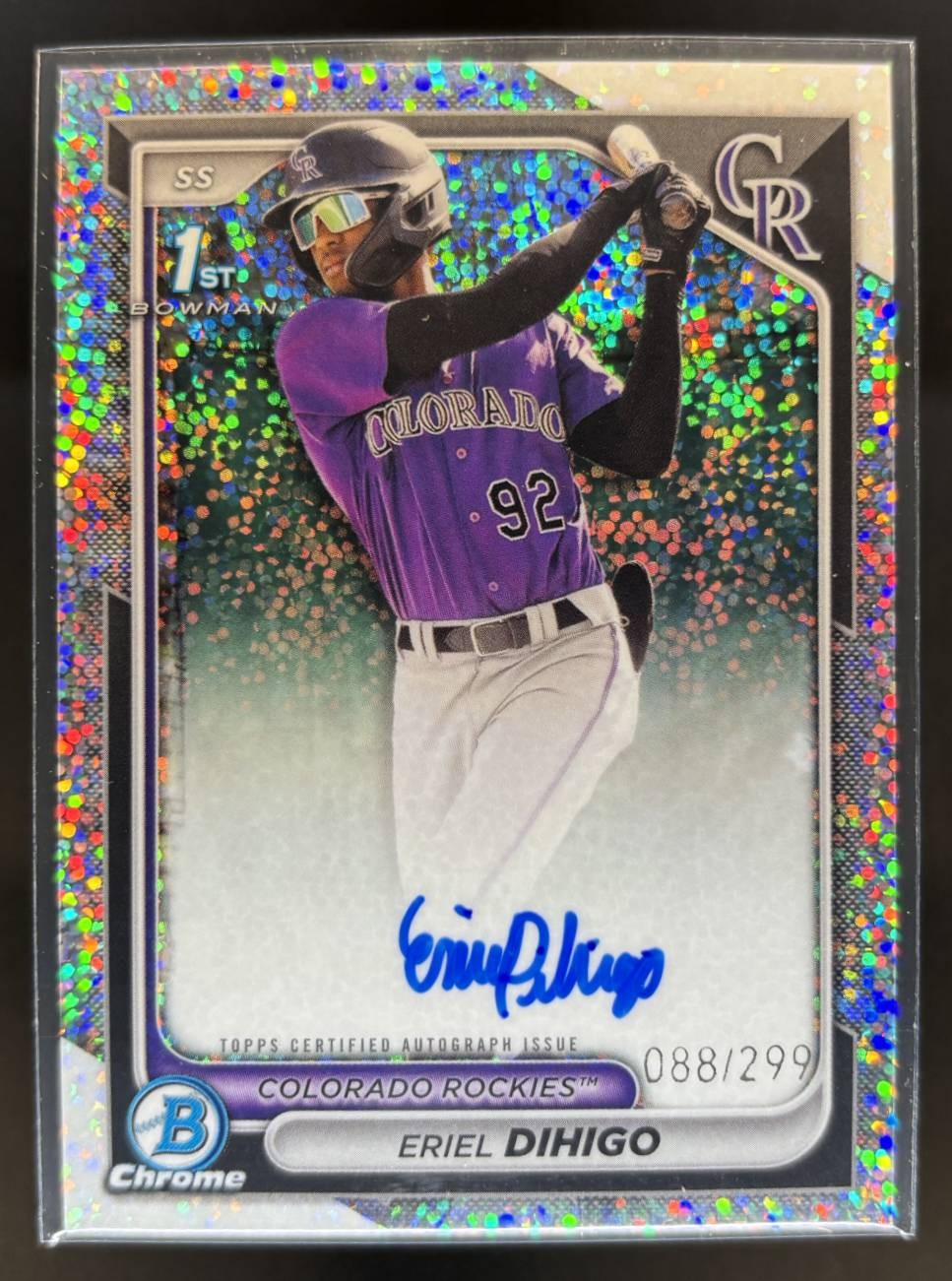 2024 Bowman Chrome Eriel Dihigo Auto Speckle /299 #CPA-ED 1st Rockies