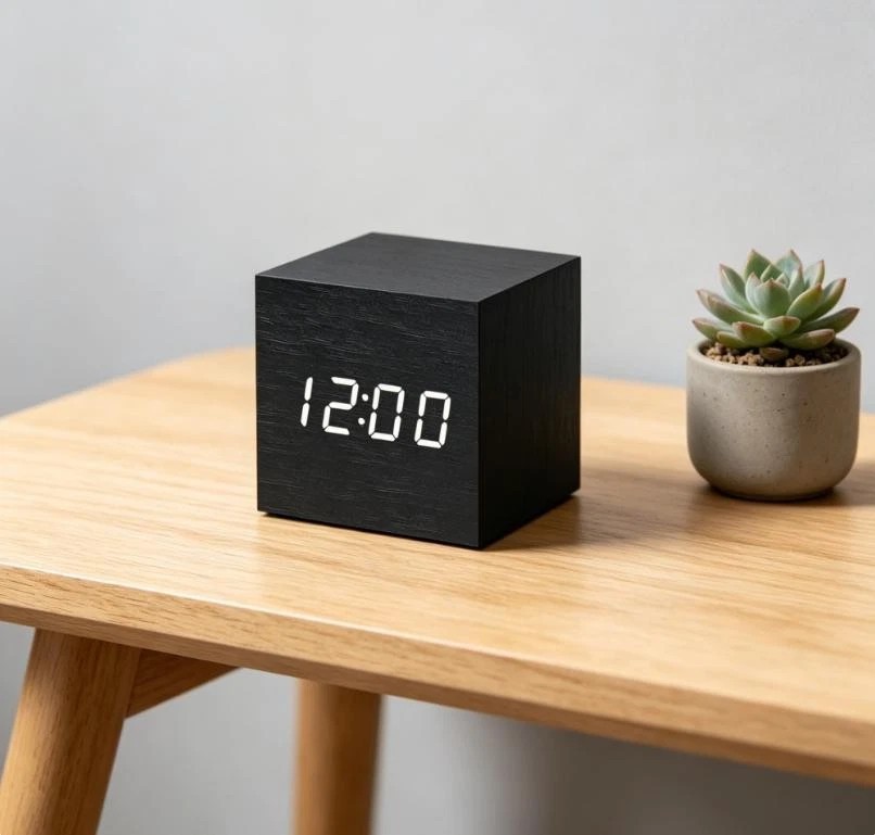 Digital Wooden Cube LED Alarm Clock Voice Control for Bedroom Office Desk photo Digital Wooden Cube LED Alarm Clock Voice Control for Bedroom Office Desk featured image