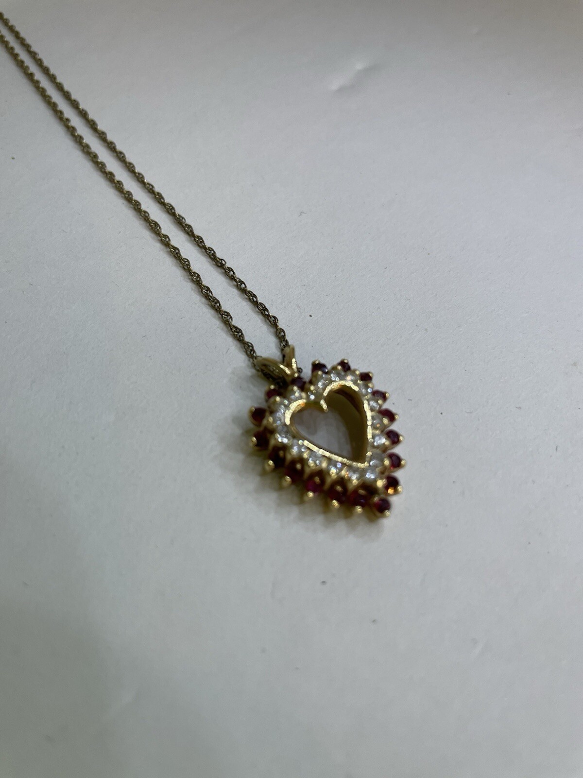 2Ct Round Lab Created Red Ruby Heart Pendant 14K … - image 4