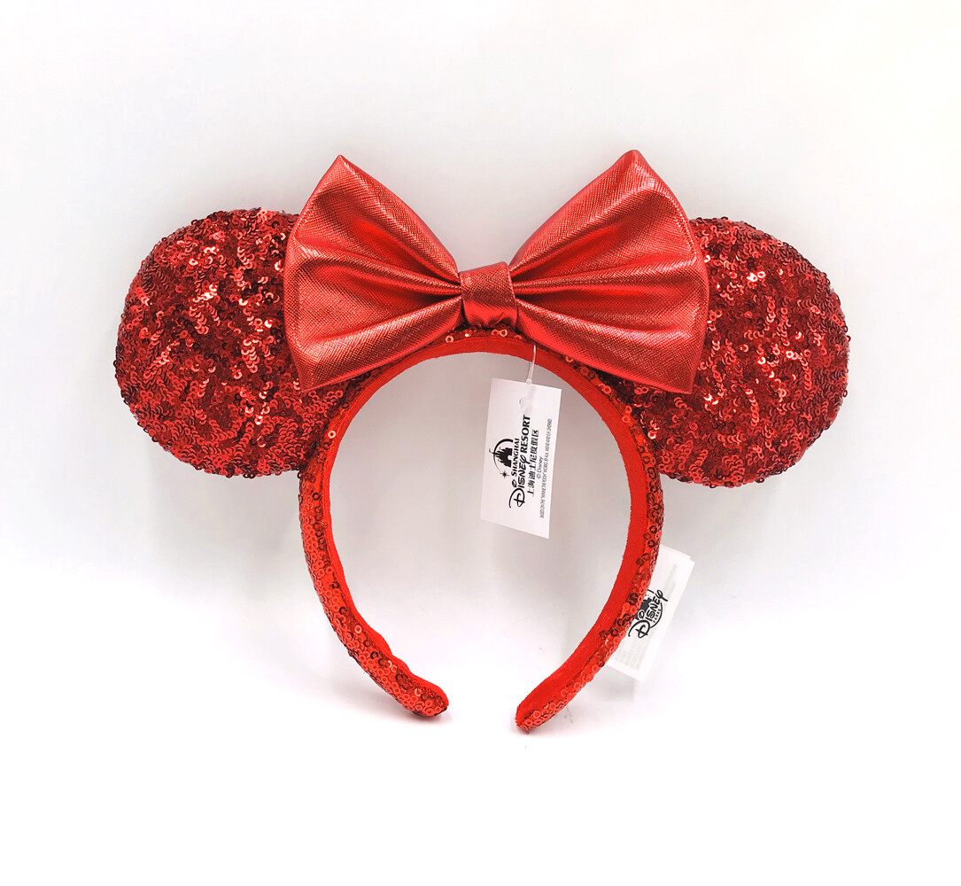 Disney Parks Minnie Ears Mickey Mouse Pirate Red Sequin Headband Red Sequin Bow Disney Minnie Ears Ears Headband main image 4